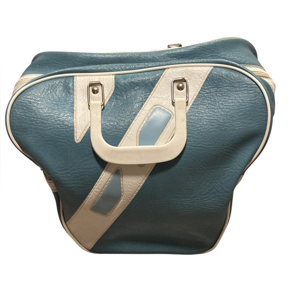 Vintage Blue and White Bowling Ball Bag